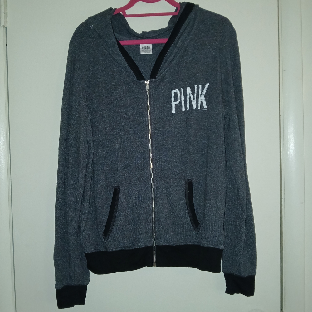 PINK Victoria's Secret Gray Zip-Up Hoodie